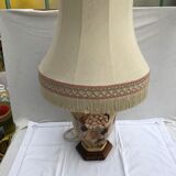 Former ceramic potiche lamp base wood - abat-day vintage beige fabric