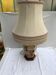 Former ceramic potiche lamp base wood - abat-day vintage beige fabric