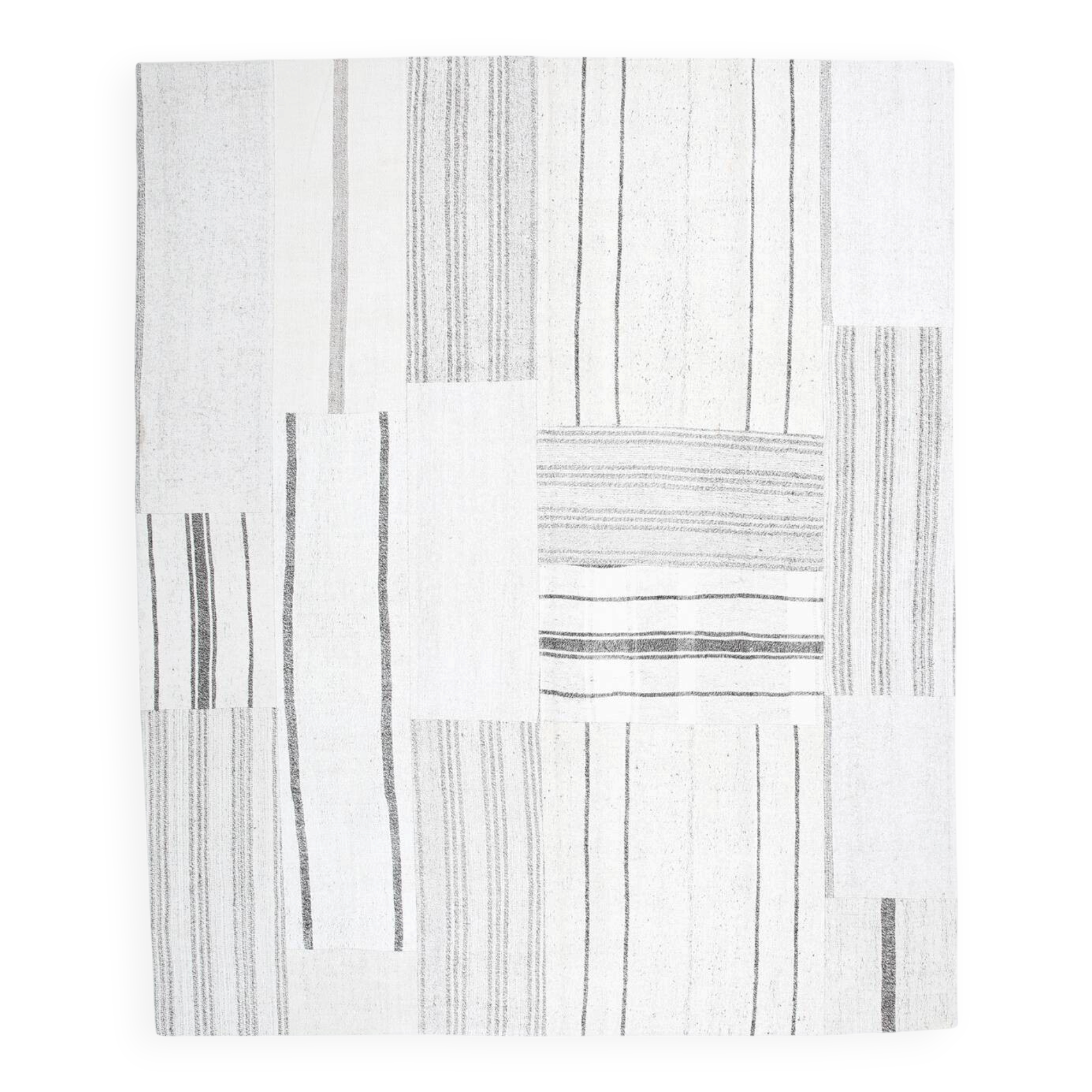 8x10 Contemporary White & Gray Solid Kilim Rug, 258x309Cm