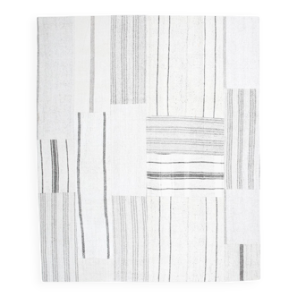 8x10 Contemporary White & Gray Solid Kilim Rug, 258x309Cm