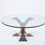 Vintage Brutalist Coffee Table Made of Bronze and Glass