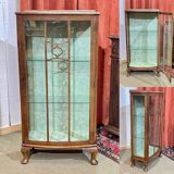 1950s English walnut display cabinet