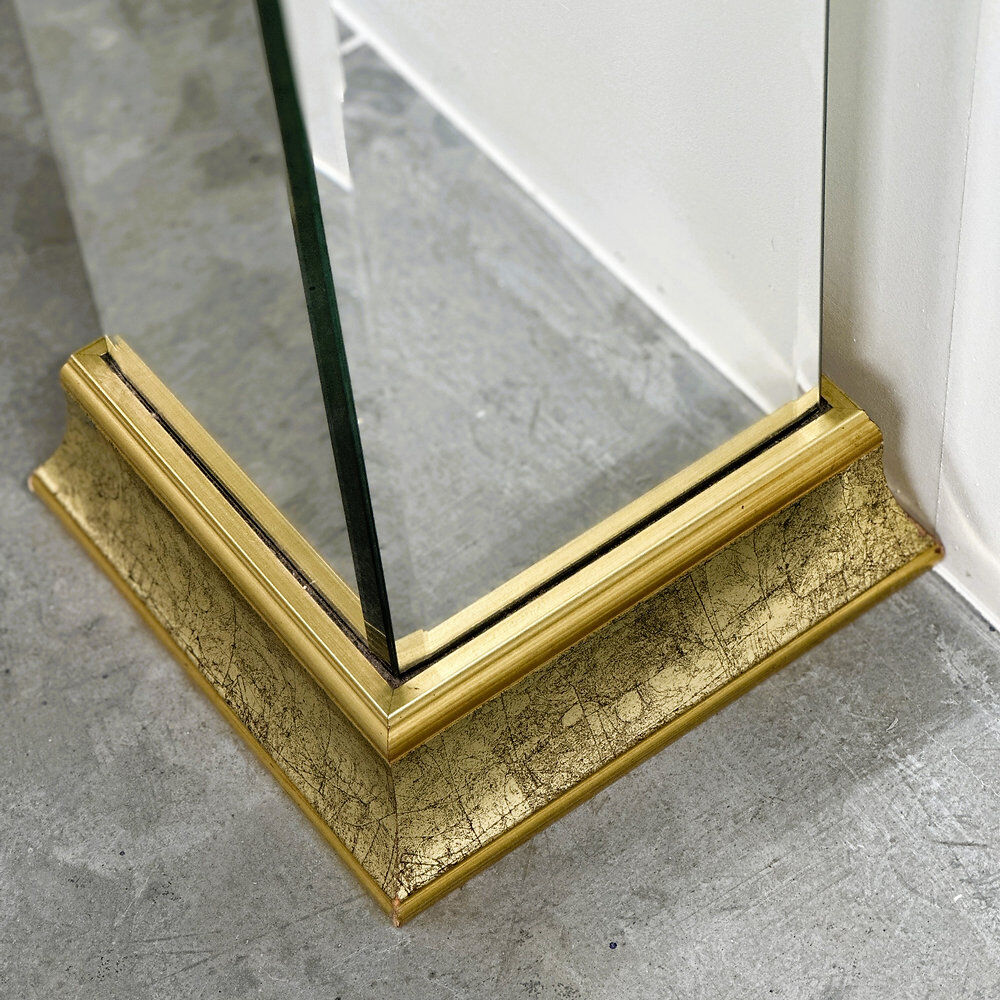 Pair of Deknudt mirrored pedestals / plinths in gilt finish, Belgium, 1980s