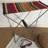 Tabouret pliant de plage ou de camping, toile ancienne