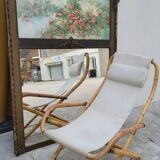 Vintage bamboo deck chair armchair 1950s Italy