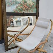 Vintage bamboo deck chair armchair 1950s Italy