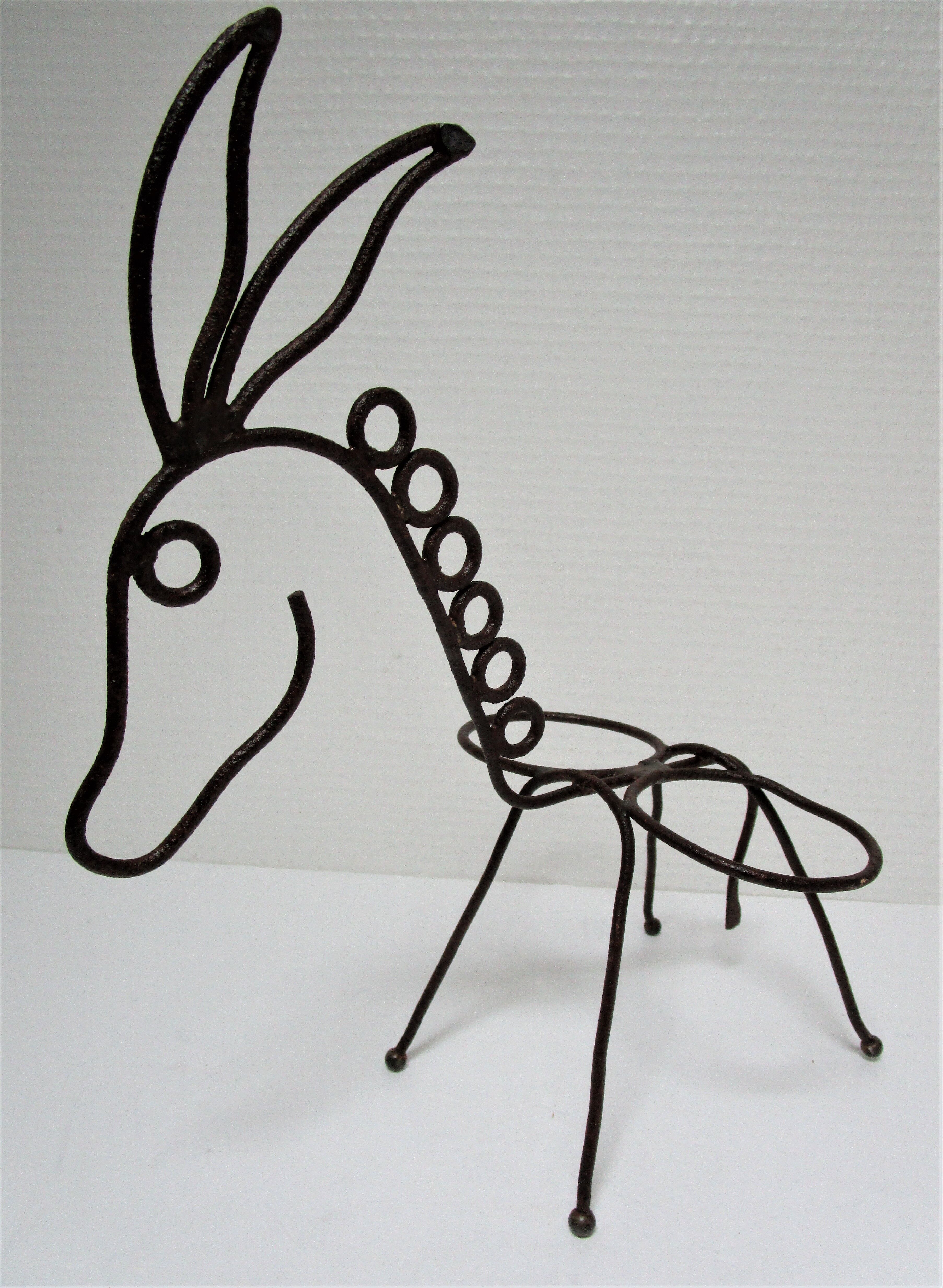 Sculptural zoomorphic gardener donkey metal patina rust vintage 50 60s