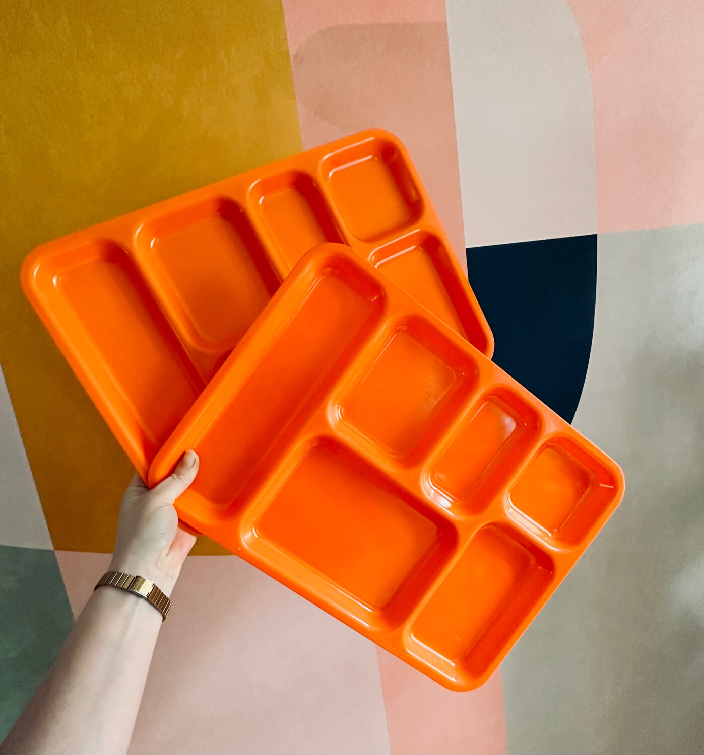 Vintage tray orange meal trays 70