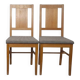 Set of 2 Brutalist chairs in oak and checkered fabric, Denmark, 1960