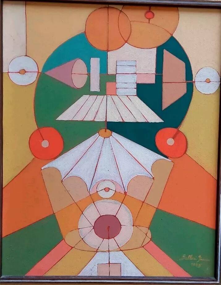 Abstract painting franco balleri 1975 oil on canvas