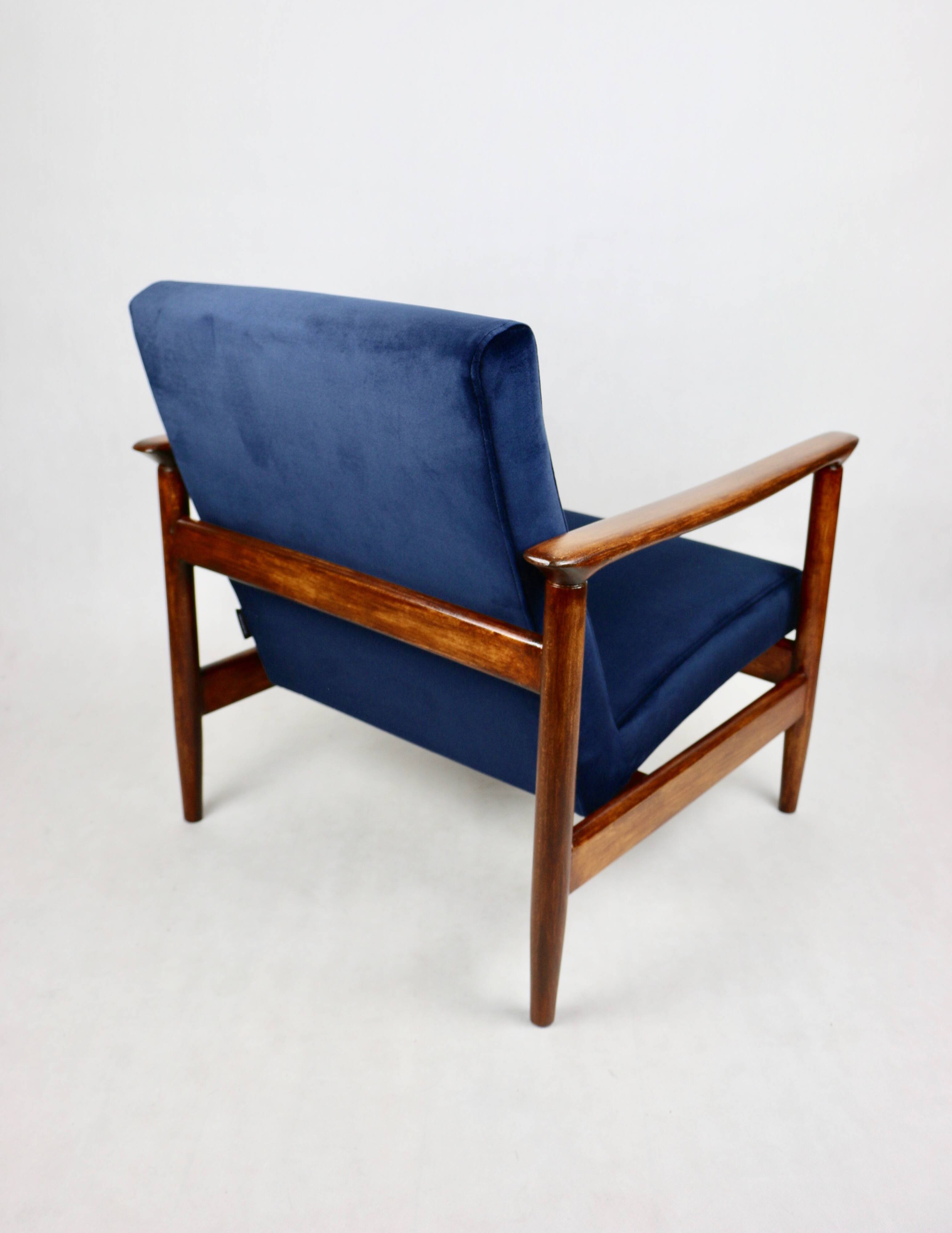 GFM-142 armchair, designed by Edmund Homa from the 70s, navy blue - 2 pieces available