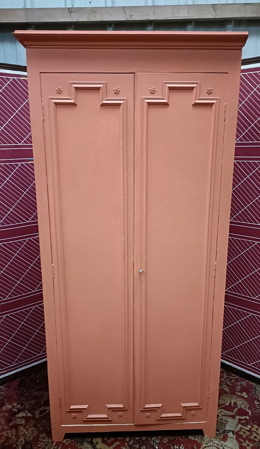 Vintage two-door cabinet with shelves