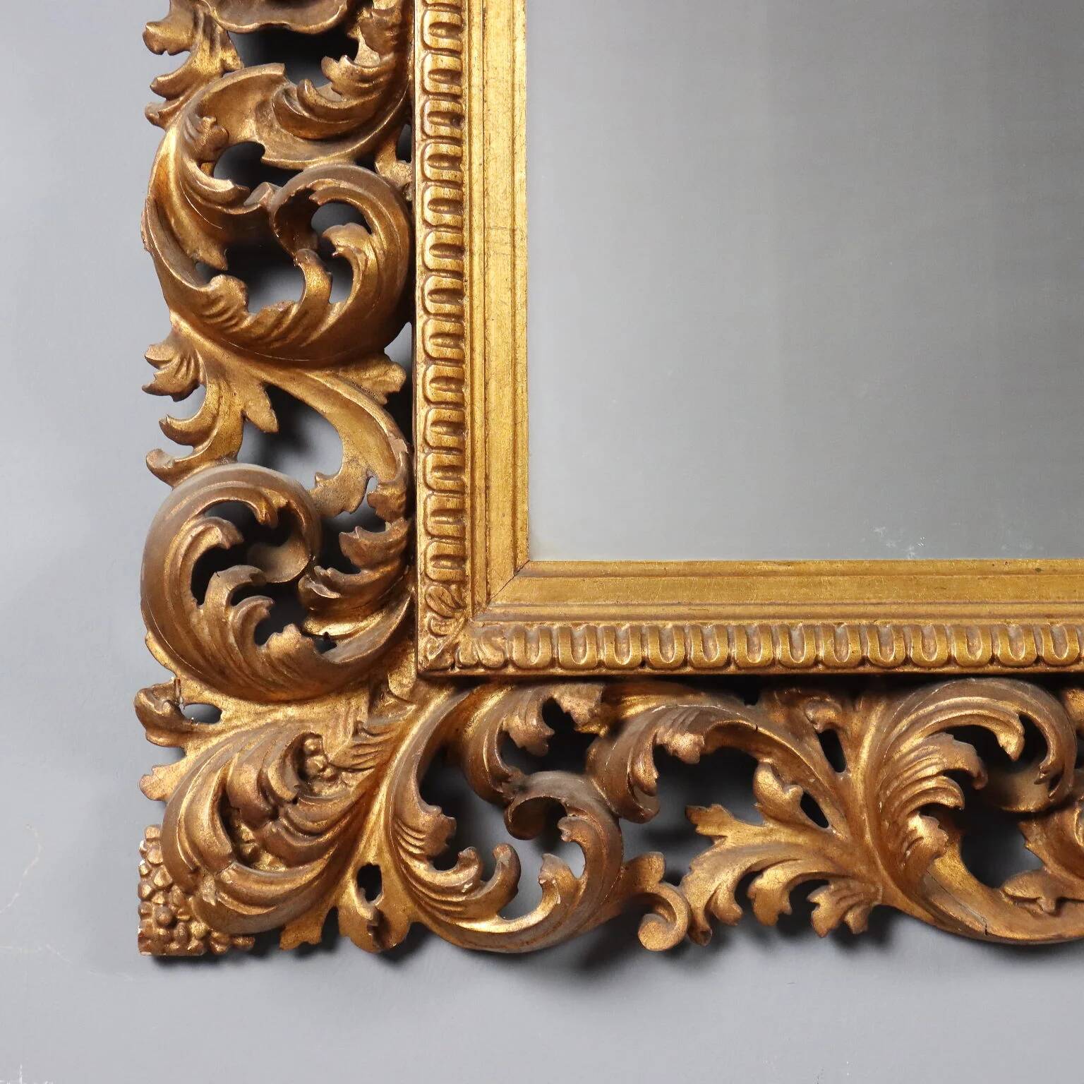 Ancient baroque frame in carved wood, Italy, 20th century