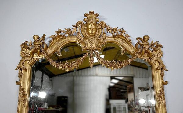 Importante glace dans le goût Louis XIV – Louis XV, époque napoléon III – Milieu XIXe