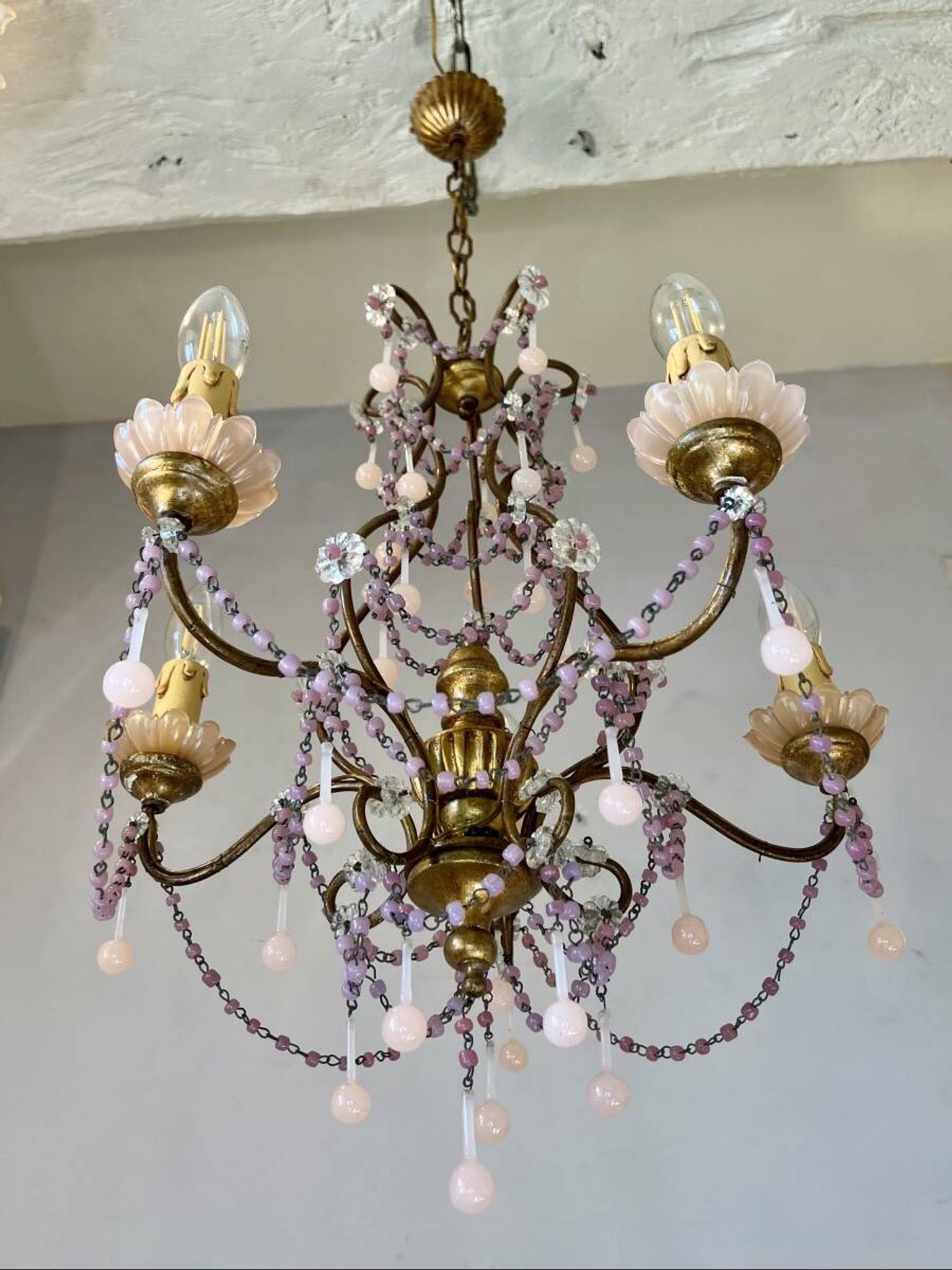 Lustre italien opaline rose
