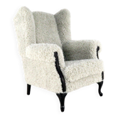 Fauteuil gris Doodle Rétro entièrement restauré - nouvelle tapisserie