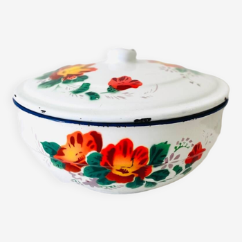 Grande Cocotte marmitte en tôle émaillée style vintage