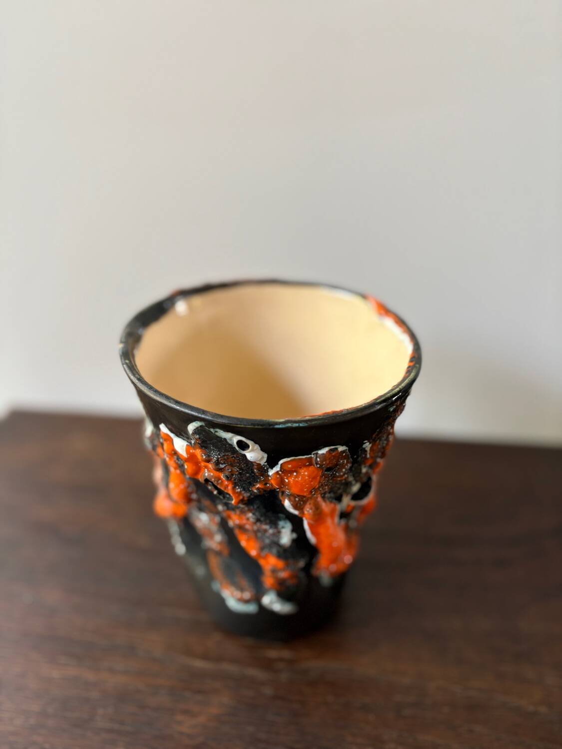 Vintage 1960s-70s ocean rock-style fat lava vase