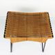 Tabouret vintage rotin et métal 1950