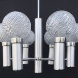 Chandelier metal chrome glass balls space age sputnik midcentury 70s
