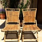 Ensemble de jardin en bambou (table +deux chaises)