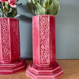 Lot de 2 vases art déco en céramique Rose de Digoin