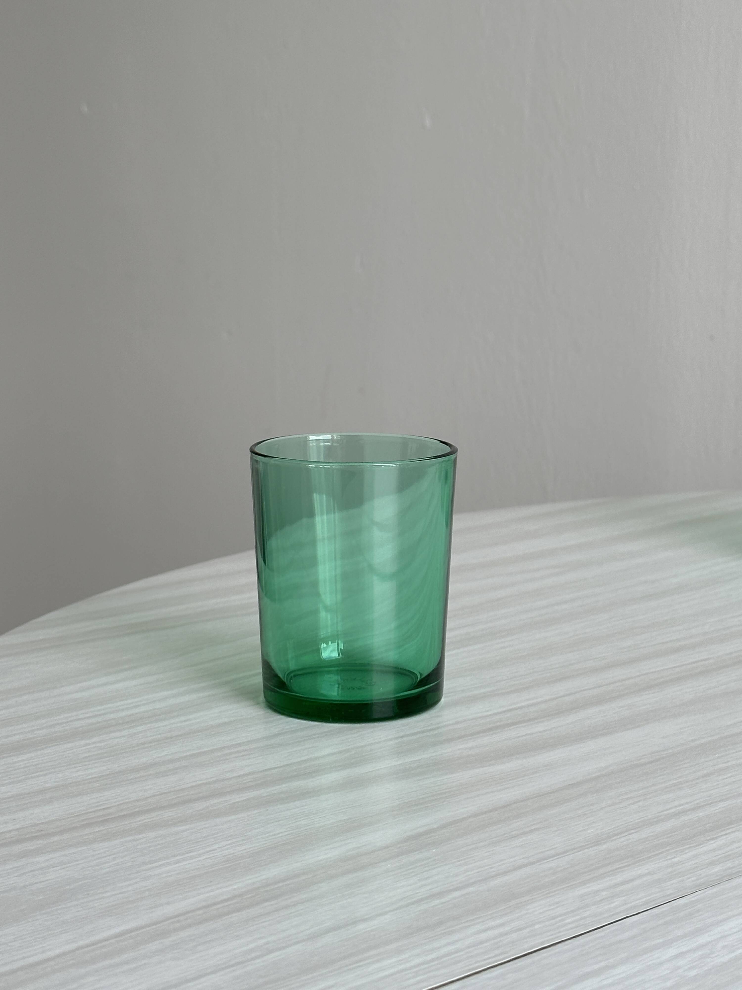 Set of 6 vintage translucent green glasses