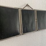 Vintage mirror 1930 triptych barber Le Solide Paris beveled - 25 x 59 cm