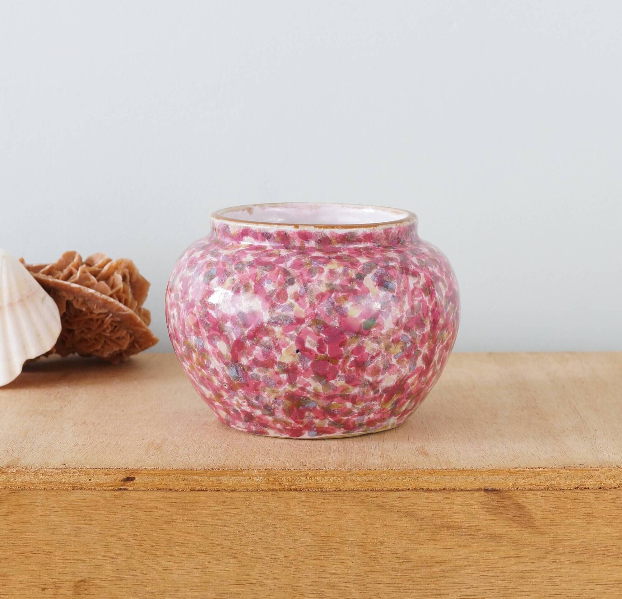 Speckled ceramic vase in shades of pink, 1950s or 1960s