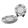 Set of 6 flat plates Terre de Fer KG Lunéville, model "Jane", blue, 1890-1915