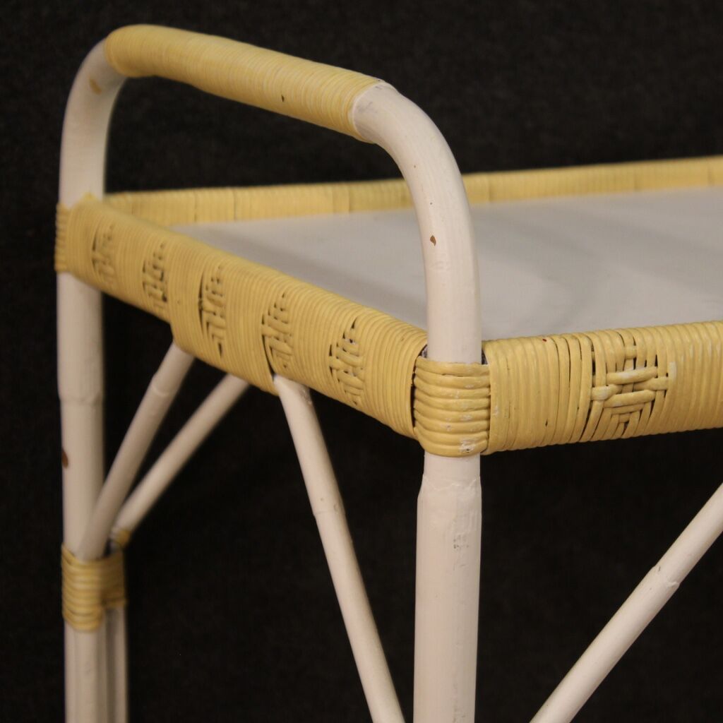 Italian service cart in wood and wicker