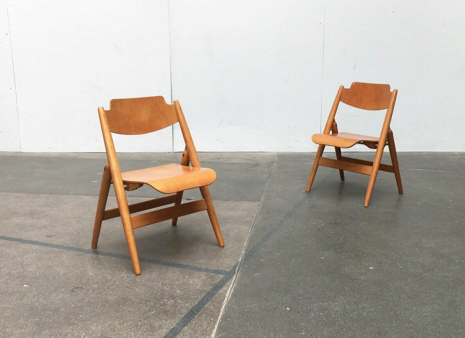 Set of folding chairs for children SE 18 German mid-century by Egon Eiermann for Wilde+Spieth, 1950s
