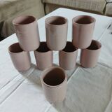 8 signed enamelled ceramic mugs