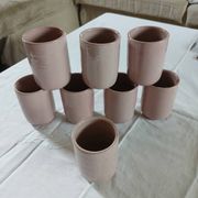 8 signed enamelled ceramic mugs