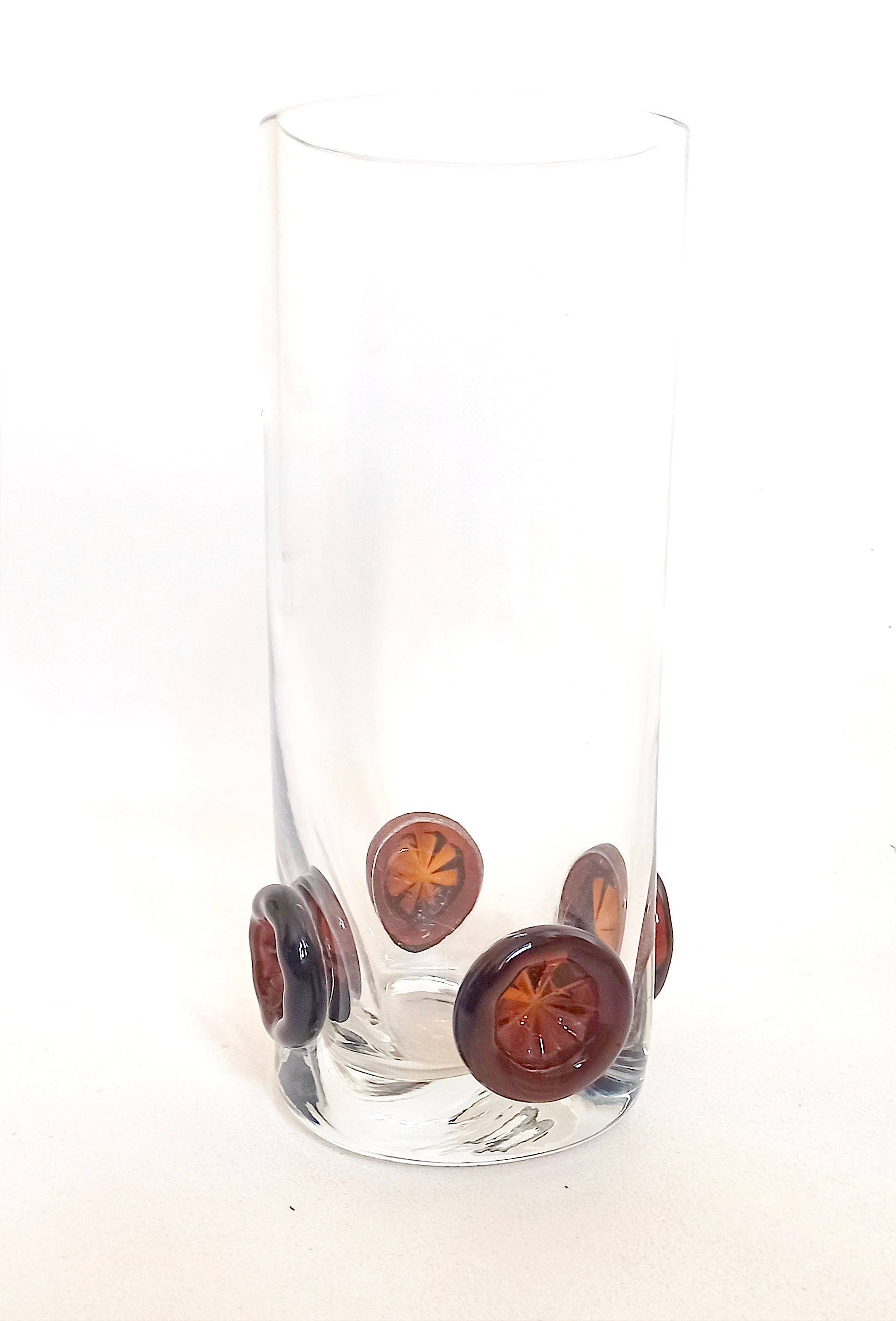 Crystal vase inlaid with button 1970s Height 25 cm