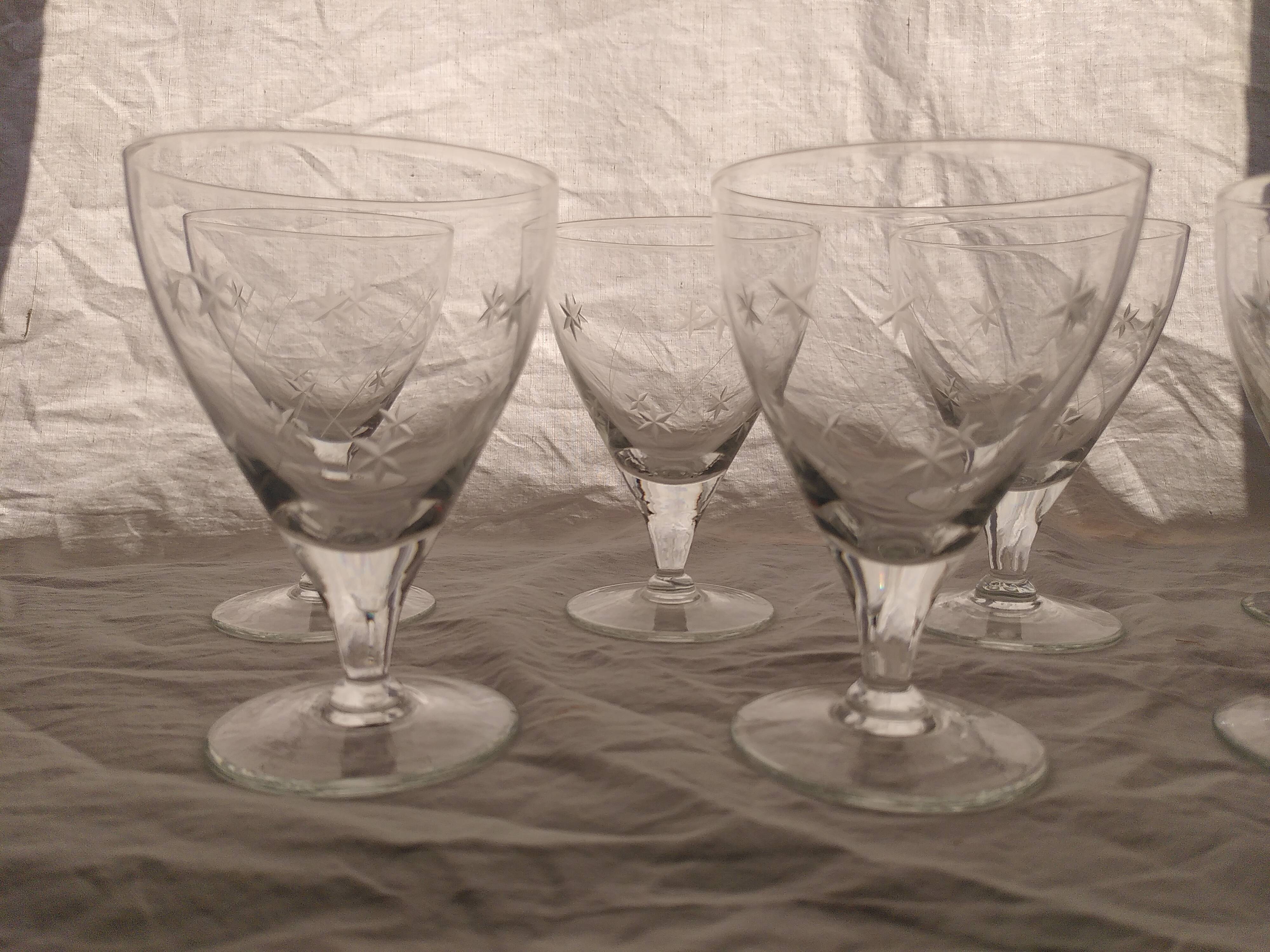 9 foot glasses with star engraving