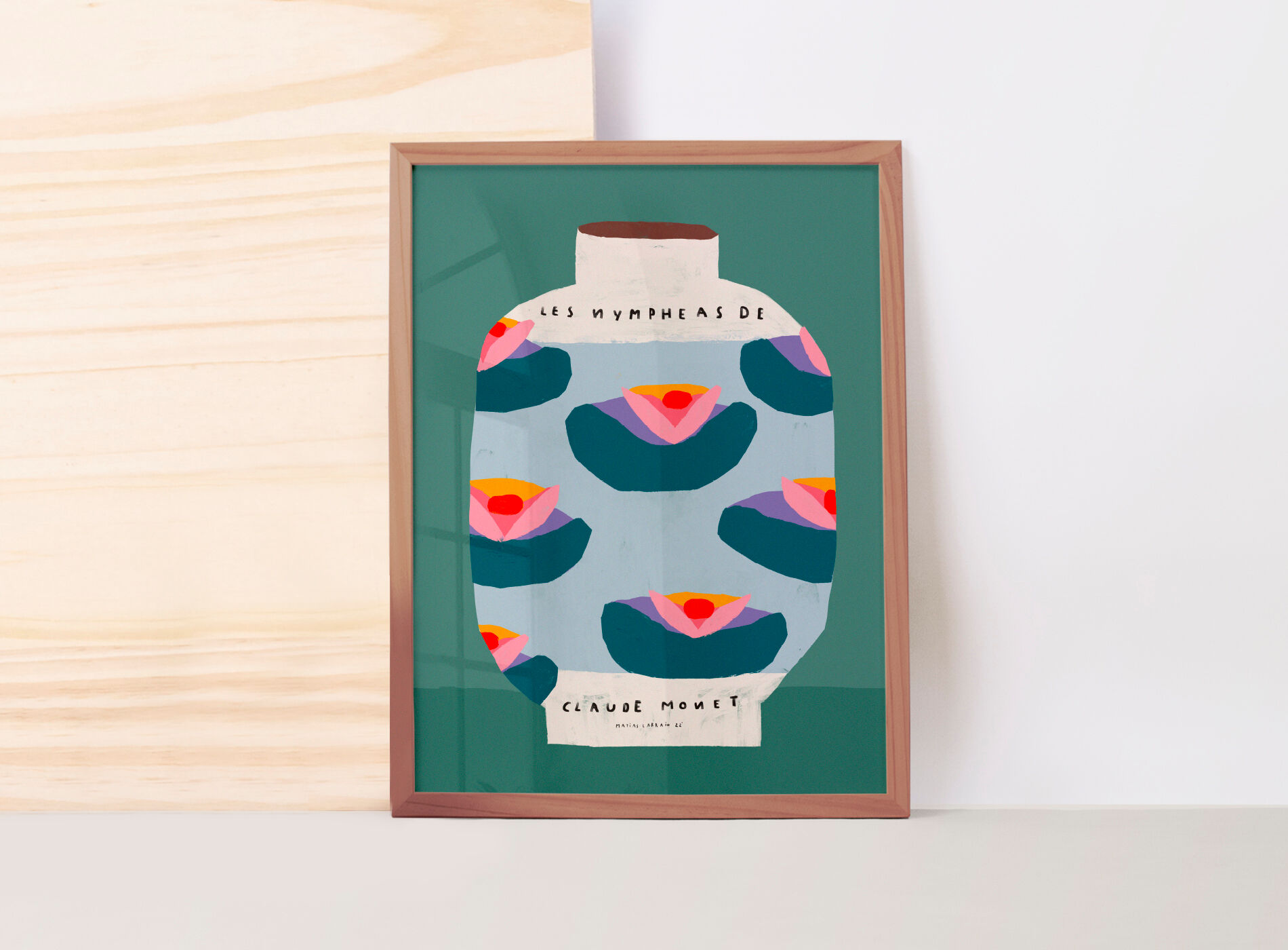 Wall poster colorful vase water lilies 30cm*40cm