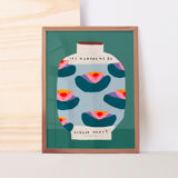 Affiche murale vase coloré nénuphars 30cm*40cm