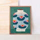 Affiche murale vase coloré nénuphars 30cm*40cm