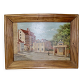 Oil On Panel, Street Lively By Bravo 1944