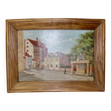 Oil On Panel, Street Lively By Bravo 1944