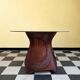 Table marqueterie de rotin vintage 1970