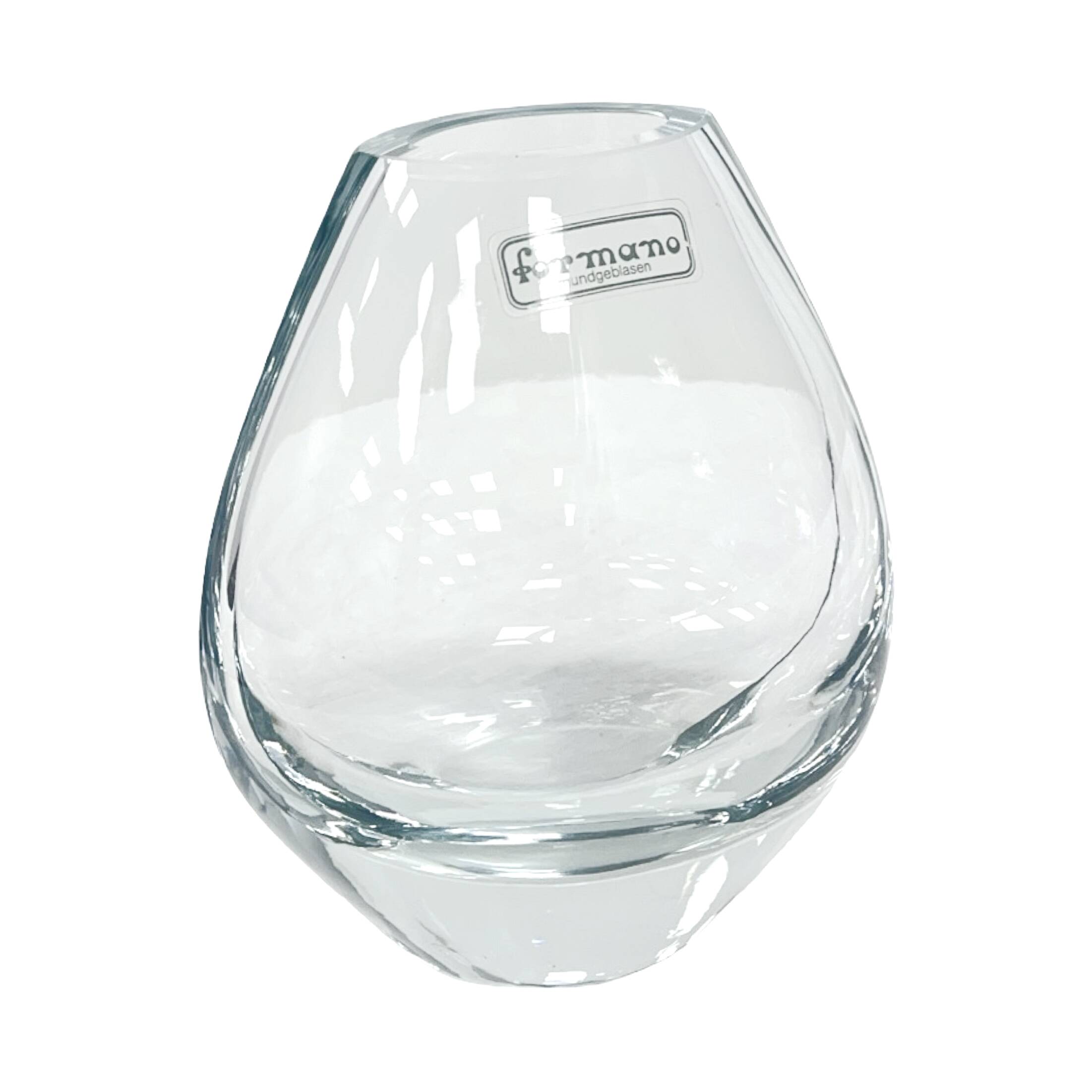 Hand-formed glass vase, minimalist design, Formano Germany, 1980s.