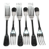 Sfam set of 6 table forks in silver metal chinon fillet 21.5cm