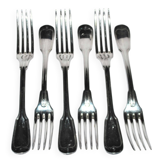 Sfam lot de 6 fourchettes de table en métal argenté filet chinon 21.5cm