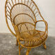 Fauteuil en rotin et bambou du milieu du siècle, années 1950