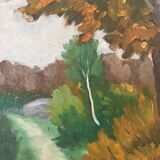 Painting "Path with Trees", Oil on hardboard