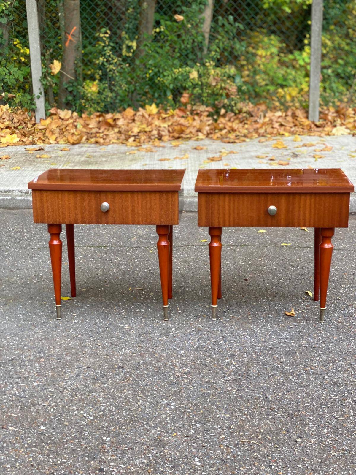 2 Scandinavian rosewood bedside tables from the 1960s
