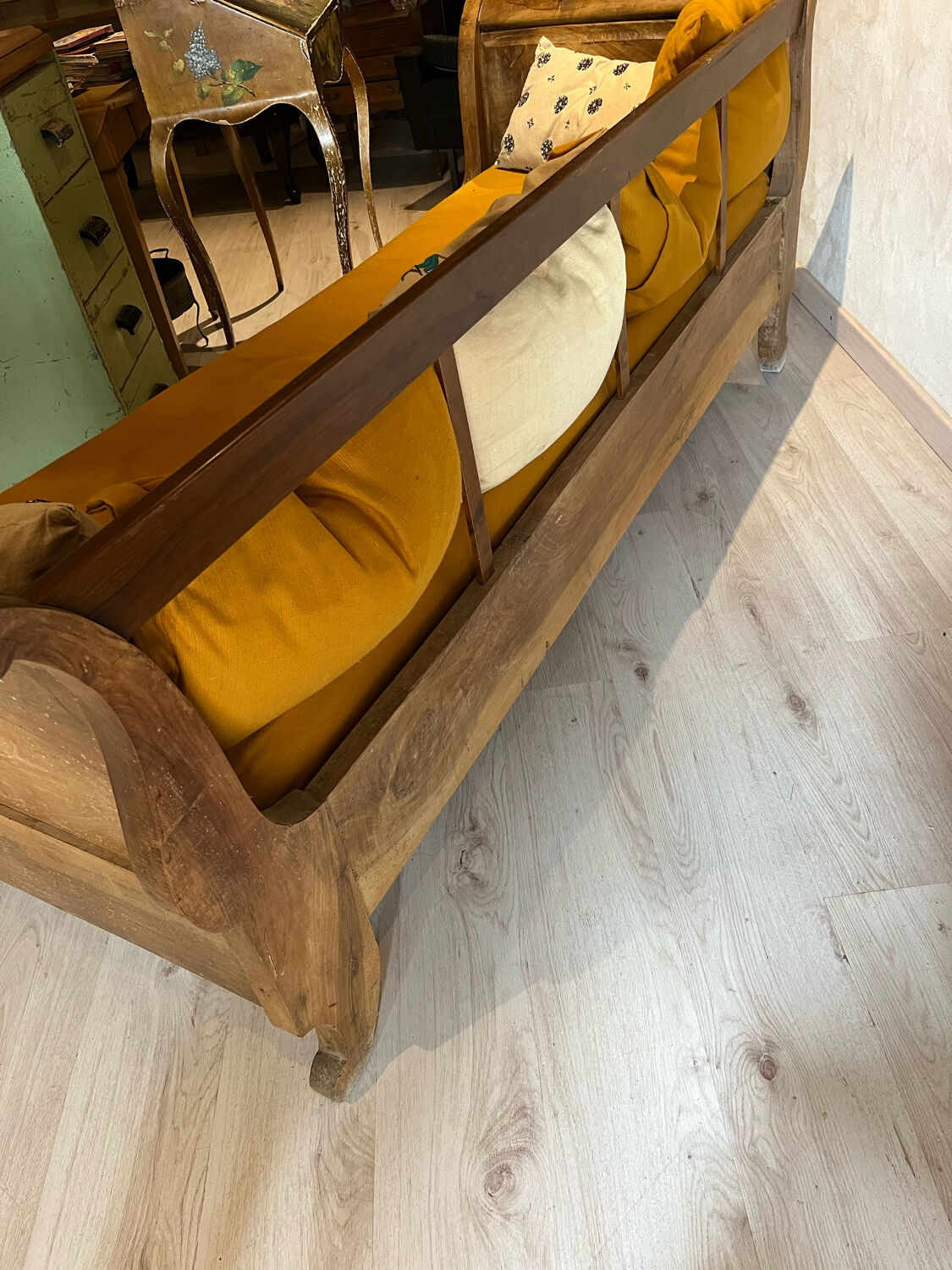 Walnut boat sofa 1950