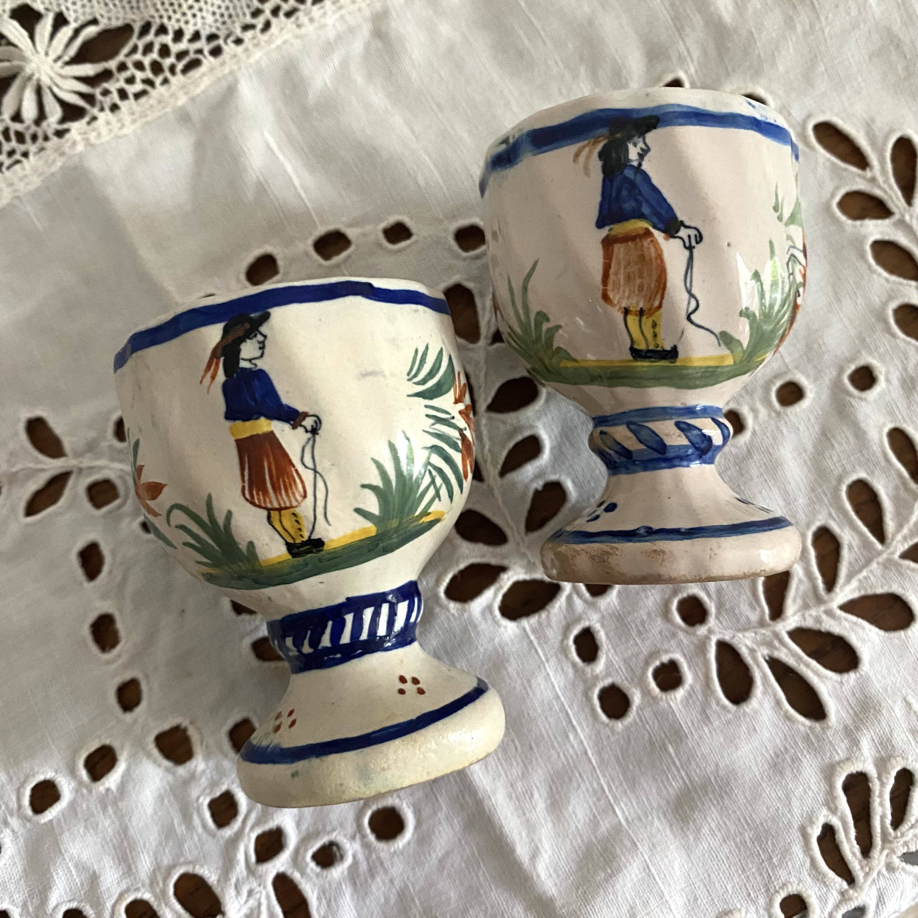 Old Quimper Henriot egg cups